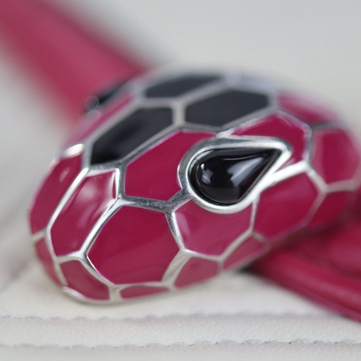 Bvlgari Bulgari Shoulder Bag - Leather Fuchsia Ivory Black Serpenti Diamond