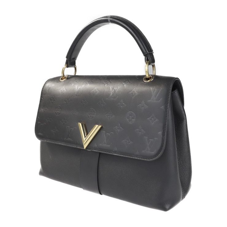 Louis Vuitton Very Handbag M51989 Leather Noir Black Monogram Shadow One Handle