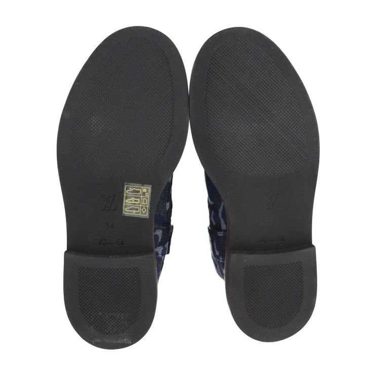 Louis Vuitton Boots - Denim Navy Shoes Half Boots Leopard Pattern Reference