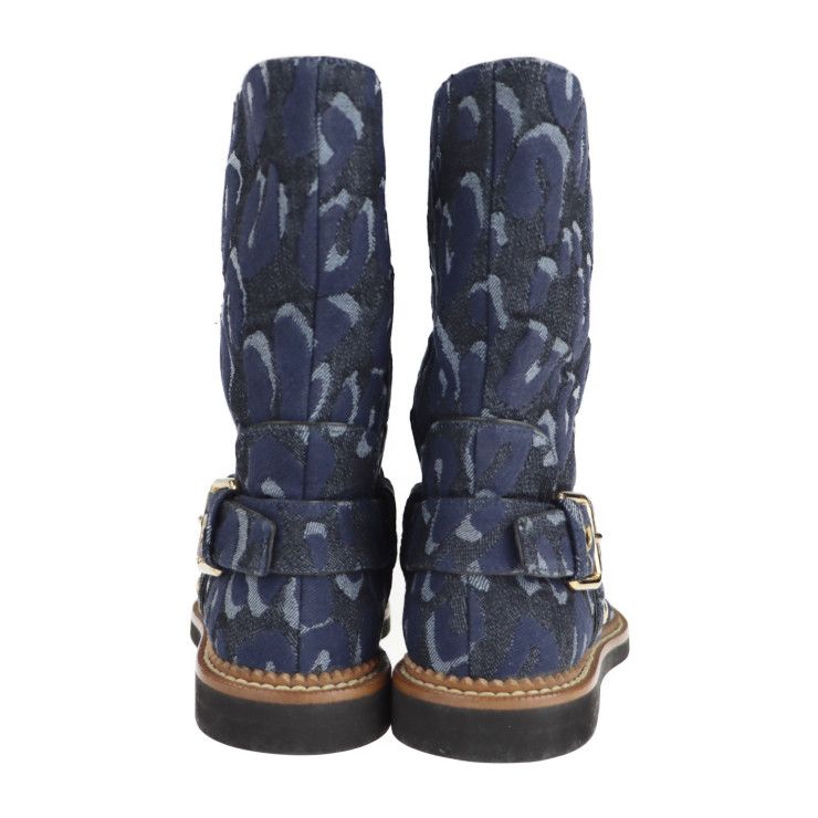 Louis Vuitton Boots - Denim Navy Shoes Half Boots Leopard Pattern Reference