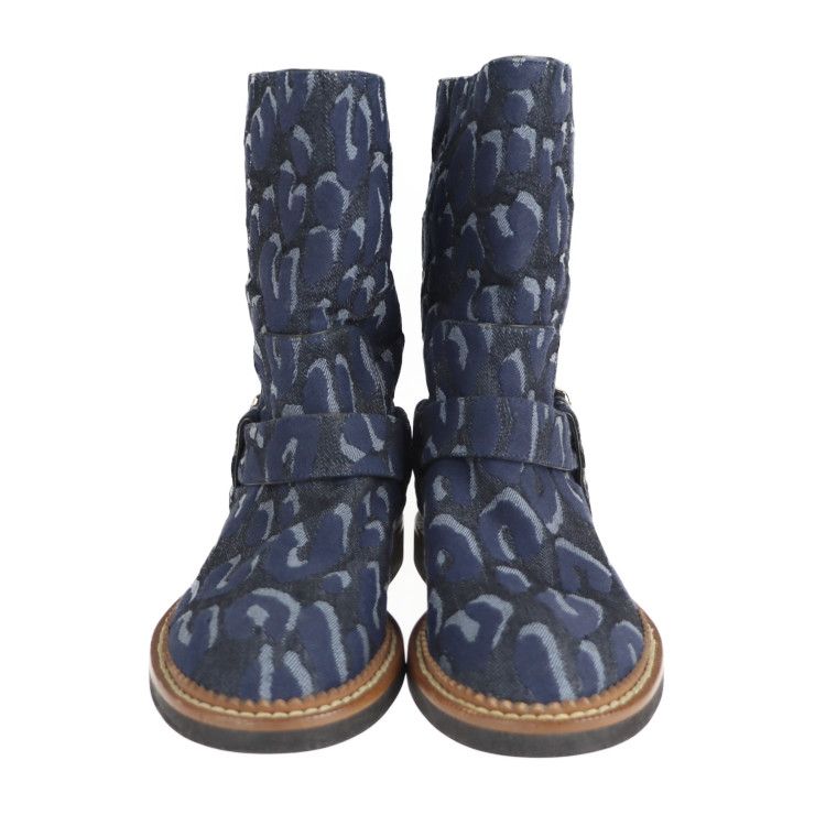 Louis Vuitton Boots - Denim Navy Shoes Half Boots Leopard Pattern Reference