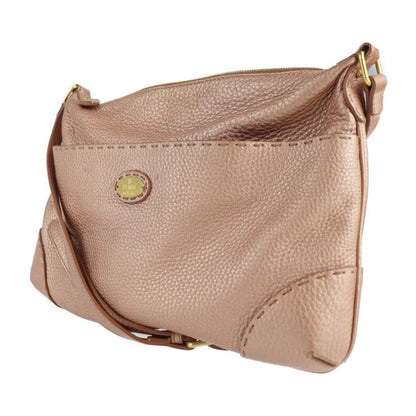 Fendi Shoulder Bag 8bt194 Leather Metallic Pink Selleria Messenger Bag