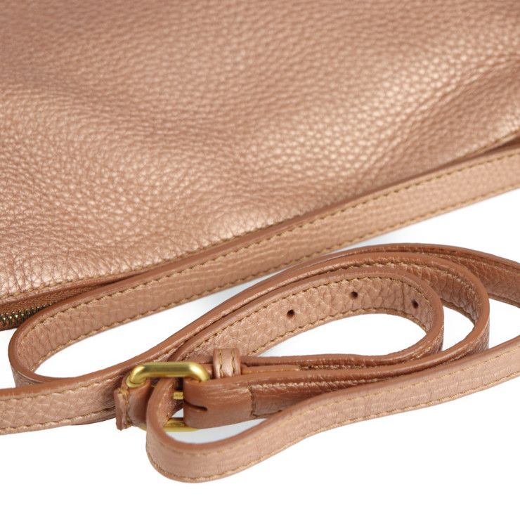 Fendi Shoulder Bag 8bt194 Leather Metallic Pink Selleria Messenger Bag