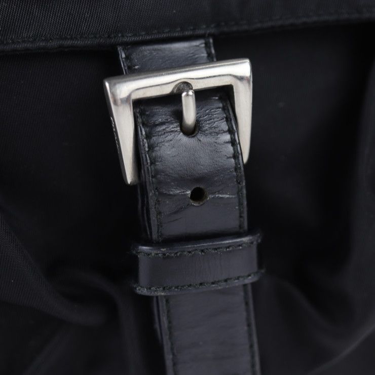 Prada Shoulder Bag B8994 Nylon Leather Black Silver Hardware VELA Triangle Logo