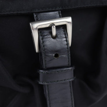 Prada Shoulder Bag B8994 Nylon Leather Black Silver Hardware VELA Triangle Logo