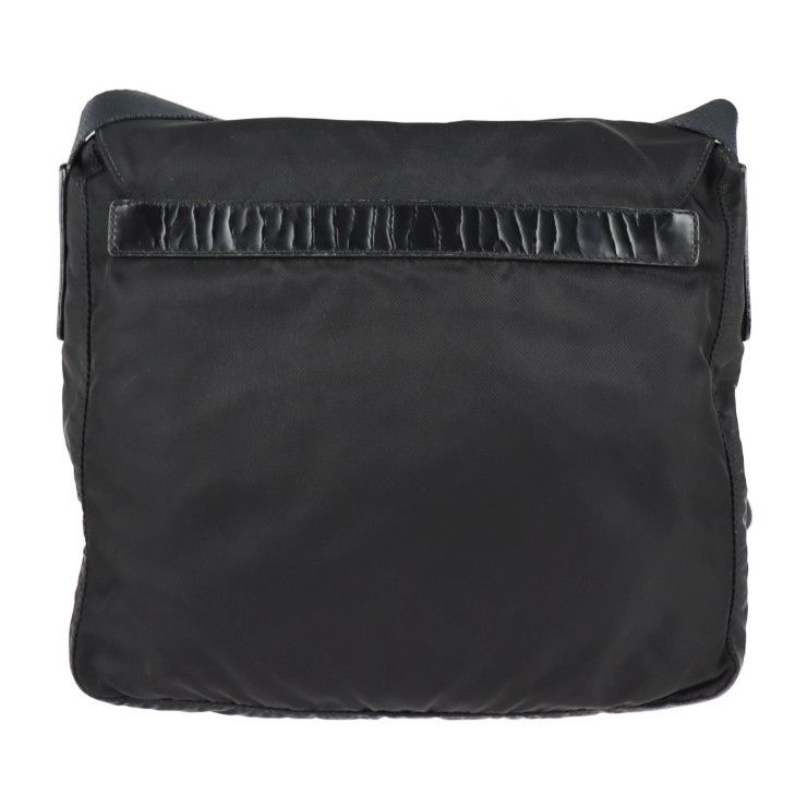 Prada Shoulder Bag B8994 Nylon Leather Black Silver Hardware VELA Triangle Logo