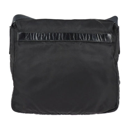 Prada Shoulder Bag B8994 Nylon Leather Black Silver Hardware VELA Triangle Logo