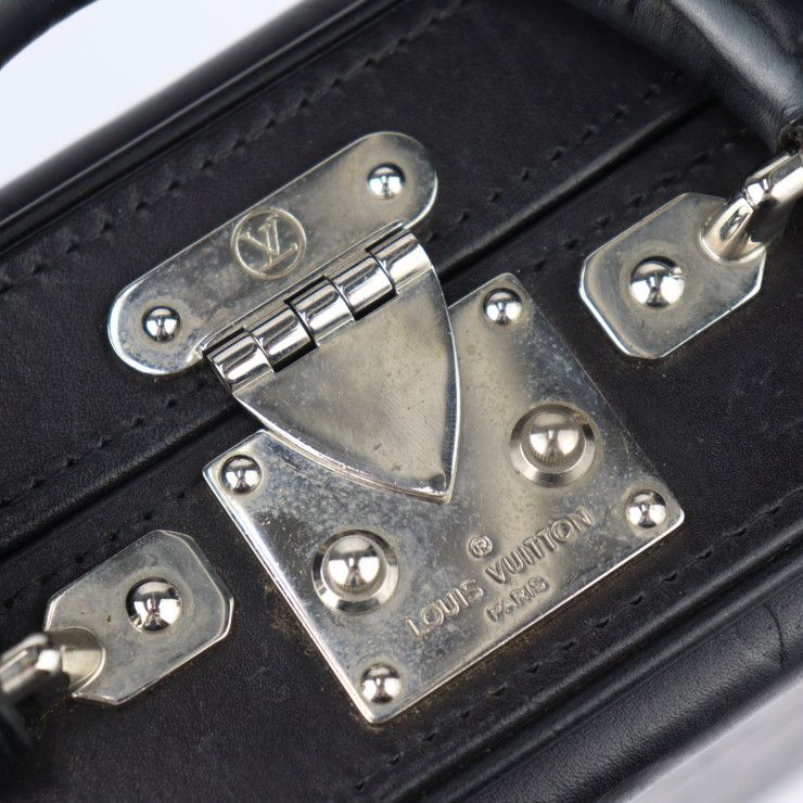 Louis Vuitton Valisette PM Handbag M92235 Leather Black Silver Hardware