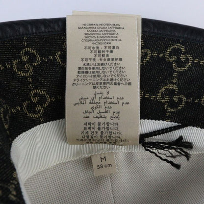Gucci Bucket Hat 5763713 GG Canvas Leather Black Beige Hat