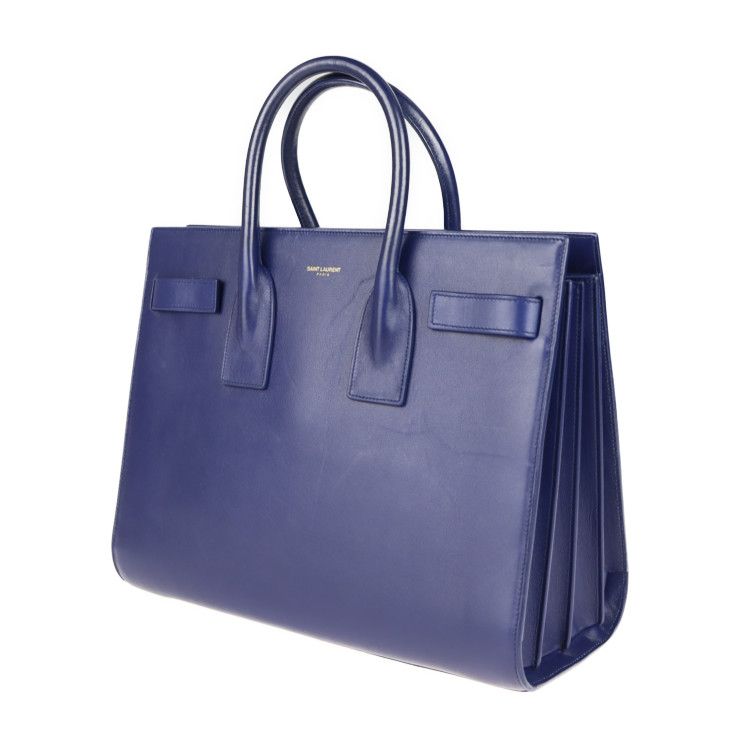 Saint Laurent Sac De Jour Handbag 355153 Leather Blue 2WAY Shoulder
