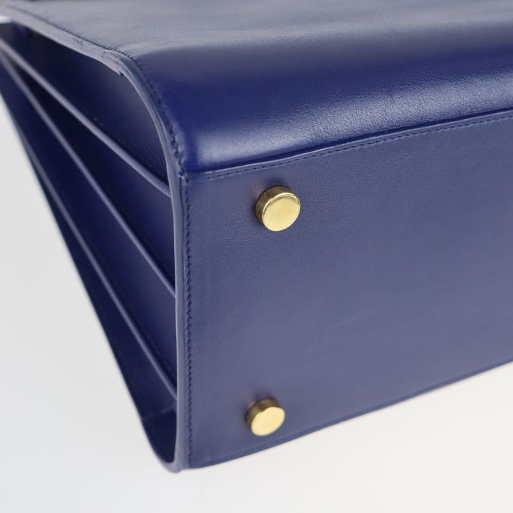 Saint Laurent Sac De Jour Handbag 355153 Leather Blue 2WAY Shoulder