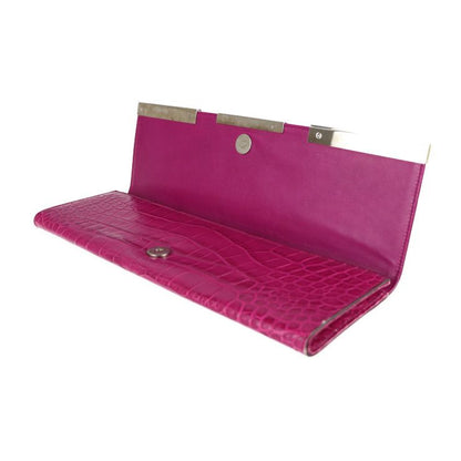 Gucci Clutch Bag 240250 Croc Shape Pressed Leather Purple Silver Hardware Bag