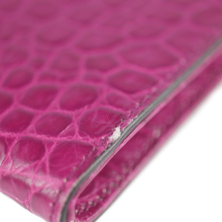 Gucci Clutch Bag 240250 Croc Shape Pressed Leather Purple Silver Hardware Bag
