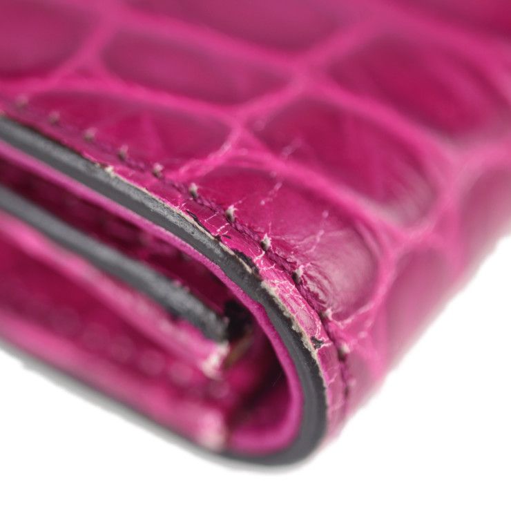 Gucci Clutch Bag 240250 Croc Shape Pressed Leather Purple Silver Hardware Bag