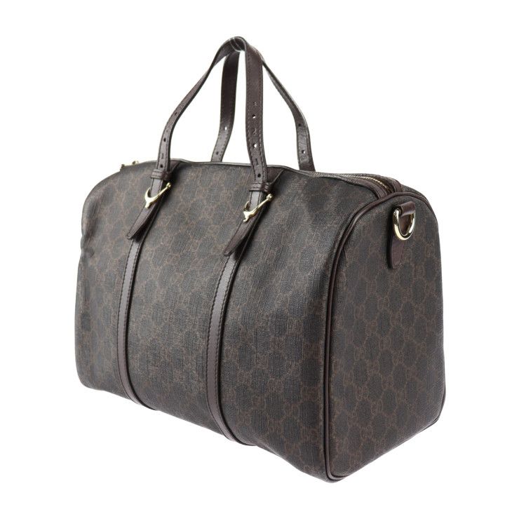 Gucci Bag Handbag 322231 PVC Leather Dark Brown Gold Hardware GG Supreme 2WAY