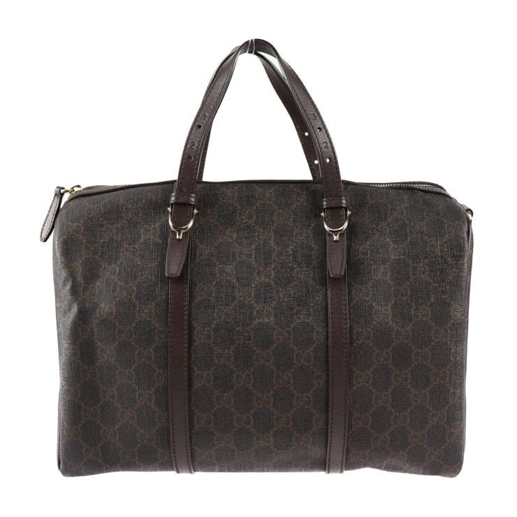Gucci Bag Handbag 322231 PVC Leather Dark Brown Gold Hardware GG Supreme 2WAY