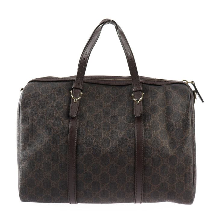 Gucci Bag Handbag 322231 PVC Leather Dark Brown Gold Hardware GG Supreme 2WAY