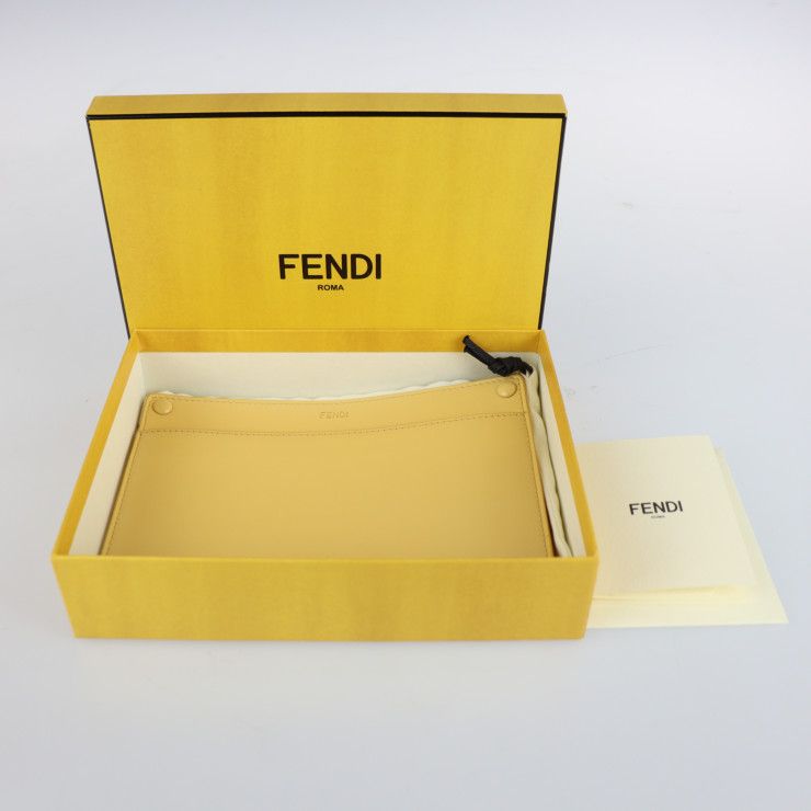 Fendi Peekaboo Pocket Pouch 7ar907 Nappa Leather Semolino Cream Yellow Gold