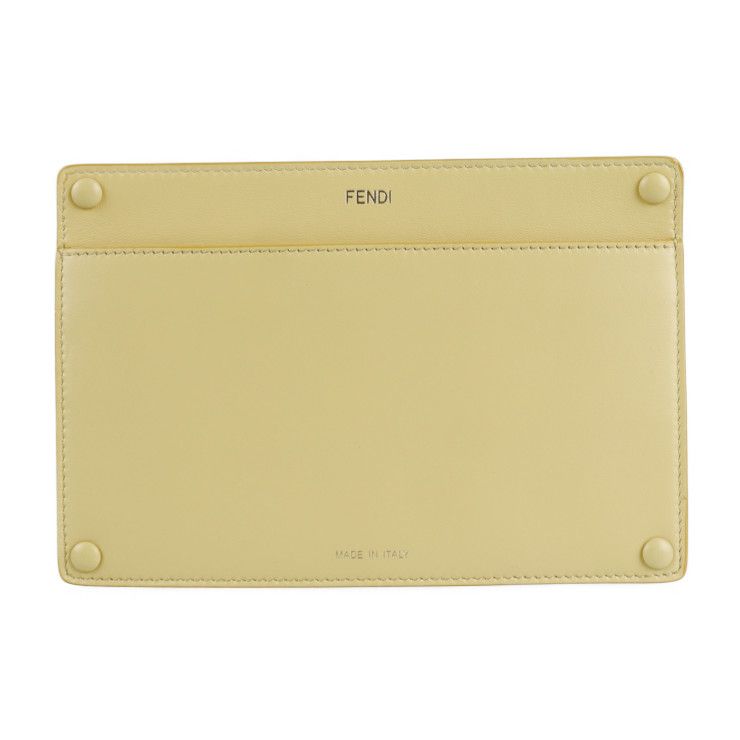 Fendi Peekaboo Pocket Pouch 7ar907 Nappa Leather Semolino Cream Yellow Gold