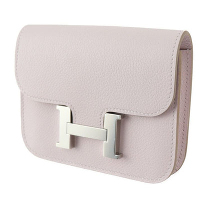 Hermes Constance Slim Pouch - Evercolor Mauve Pale Silver Hardware Compact