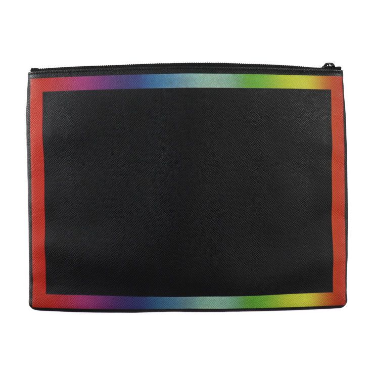 Louis Vuitton Pochette A4 Chain Second Bag M30347 Leather Black Rainbow Taiga