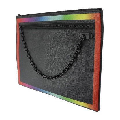 Louis Vuitton Pochette A4 Chain Second Bag M30347 Leather Black Rainbow Taiga