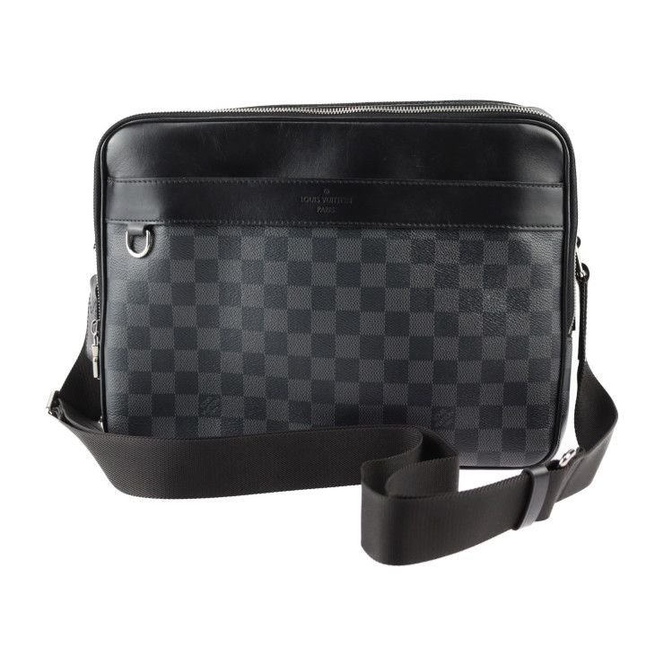 Louis Vuitton Trocadero Messenger MM Shoulder Bag N40088 PVC Leather Gray Black