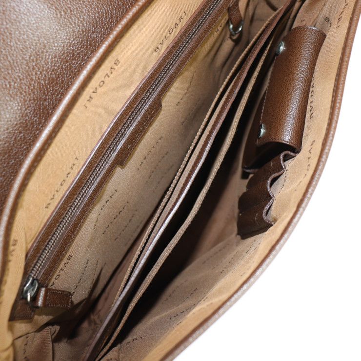 Bvlgari Bulgari Messenger Bag Shoulder Bag 29754 PVC Leather Brown Matte Silver