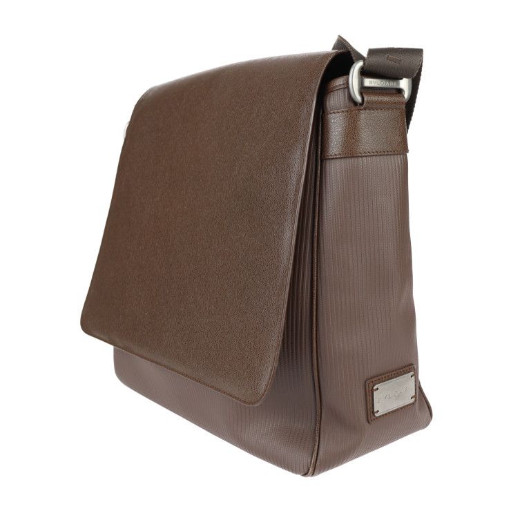 Bvlgari Bulgari Messenger Bag Shoulder Bag 29754 PVC Leather Brown Matte Silver