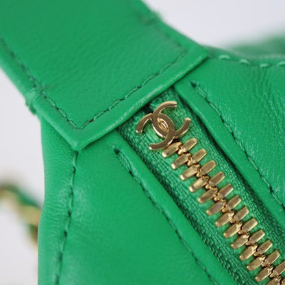 Chanel Hobo Bag 23 Handbag As1747 Lambskin Green Gold Hardware Matelasse 2WAY