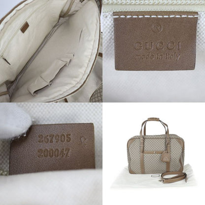 Gucci Boston Bag 267905 PVC Leather Brown Silver Hardware Diamante 2WAY
