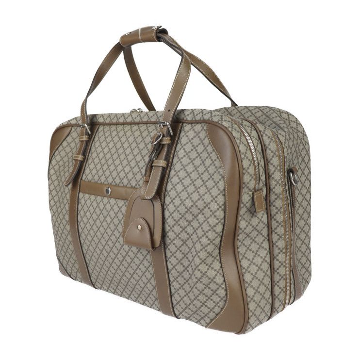 Gucci Boston Bag 267905 PVC Leather Brown Silver Hardware Diamante 2WAY