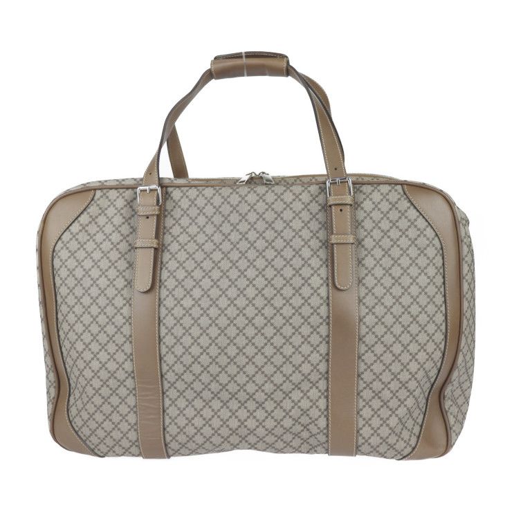 Gucci Boston Bag 267905 PVC Leather Brown Silver Hardware Diamante 2WAY
