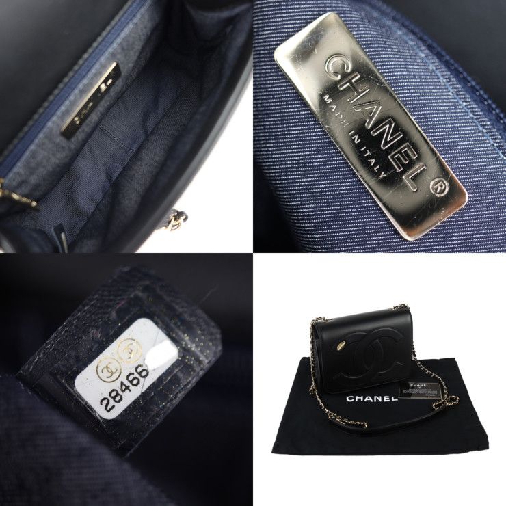 Chanel Chain Shoulder Bag Shoulder Bag As0321 Calfskin Black Gold Hardware Coco