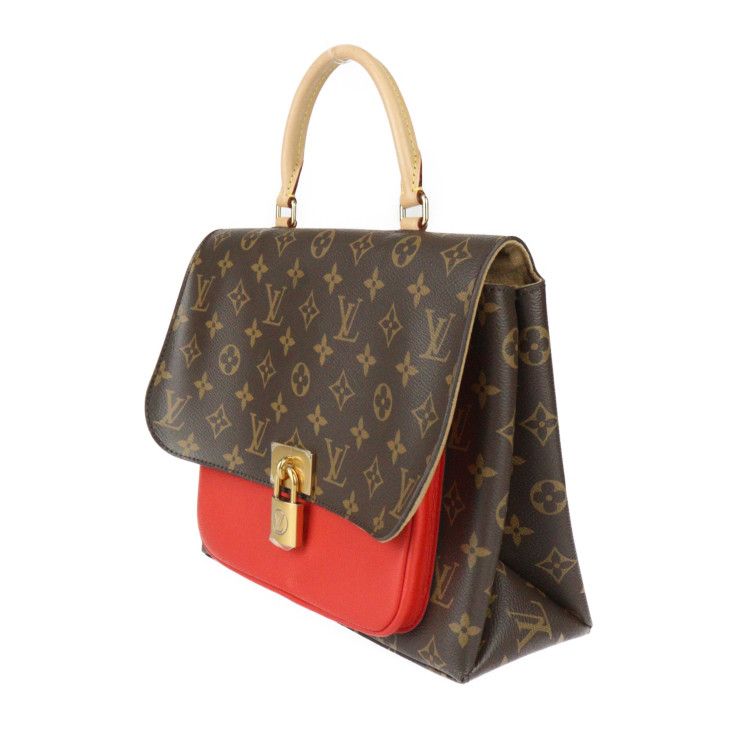 Louis Vuitton Marignan Handbag M44286 PVC Leather Brown Coquelicot Gold