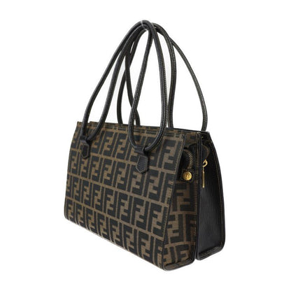 Fendi 2WAY Bag Handbag - Canvas Leather Brownish Black Gold Hardware SAS