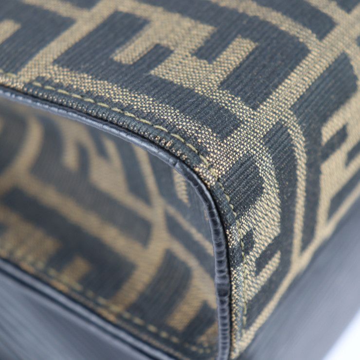 Fendi 2WAY Bag Handbag - Canvas Leather Brownish Black Gold Hardware SAS