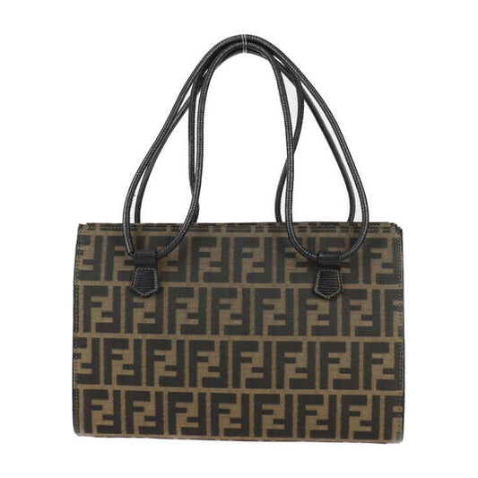 Fendi 2WAY Bag Handbag - Canvas Leather Brownish Black Gold Hardware SAS