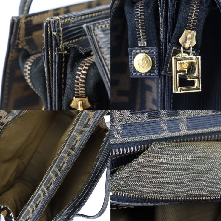 Fendi 2WAY Bag Handbag - Canvas Leather Brownish Black Gold Hardware SAS