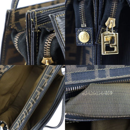 Fendi 2WAY Bag Handbag - Canvas Leather Brownish Black Gold Hardware SAS