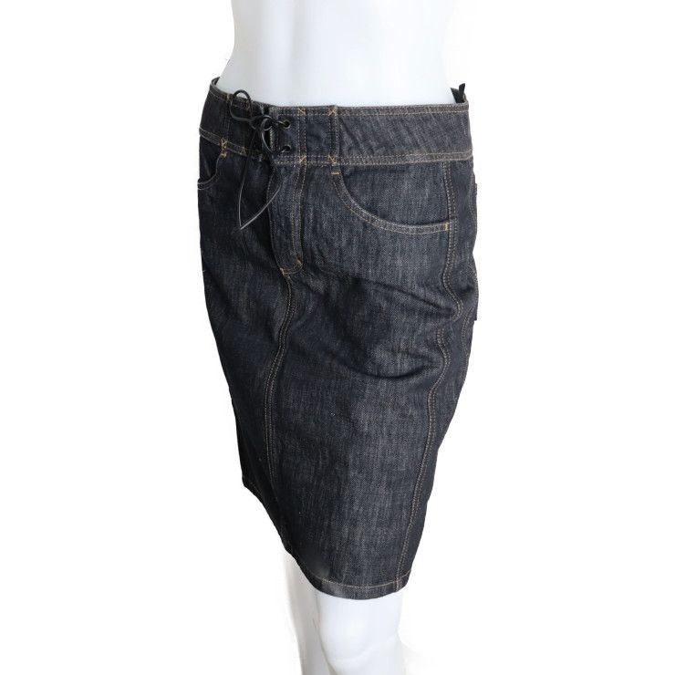 Gucci Skirt 091768 #40 Cotton Denim Black Tight Knee Length Skirt Jeans