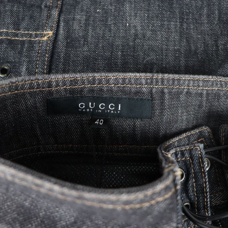 Gucci Skirt 091768 #40 Cotton Denim Black Tight Knee Length Skirt Jeans