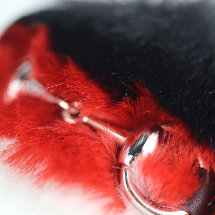 Unused Exhibit Gucci Horsebit Sandals 526176 #30 Faux Fur Rubber Navy Black Red