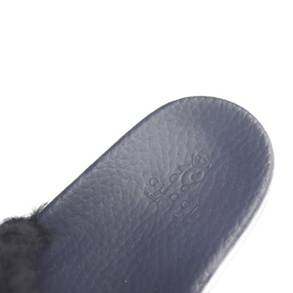 Unused Exhibit Gucci Horsebit Sandals 526176 #30 Faux Fur Rubber Navy Black Red