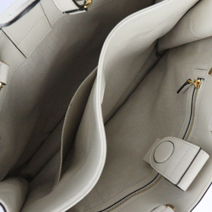 Gucci Horsebit 1955 Medium Tote Handbag 621144 Leather Ivoryish Gold Hardware