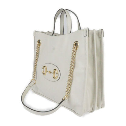 Gucci Horsebit 1955 Medium Tote Handbag 621144 Leather Ivoryish Gold Hardware