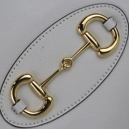 Gucci Horsebit 1955 Medium Tote Handbag 621144 Leather Ivoryish Gold Hardware