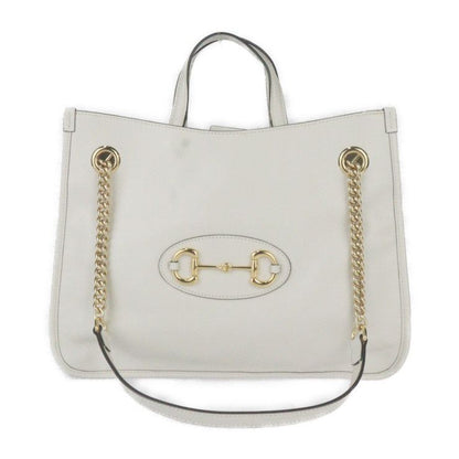 Gucci Horsebit 1955 Medium Tote Handbag 621144 Leather Ivoryish Gold Hardware