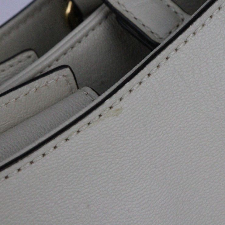 Gucci Horsebit 1955 Medium Tote Handbag 621144 Leather Ivoryish Gold Hardware