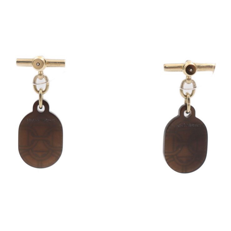 Hermes Chaine D'ancre PM Earrings - Metal Buffalo Horn Gold Brown Earrings
